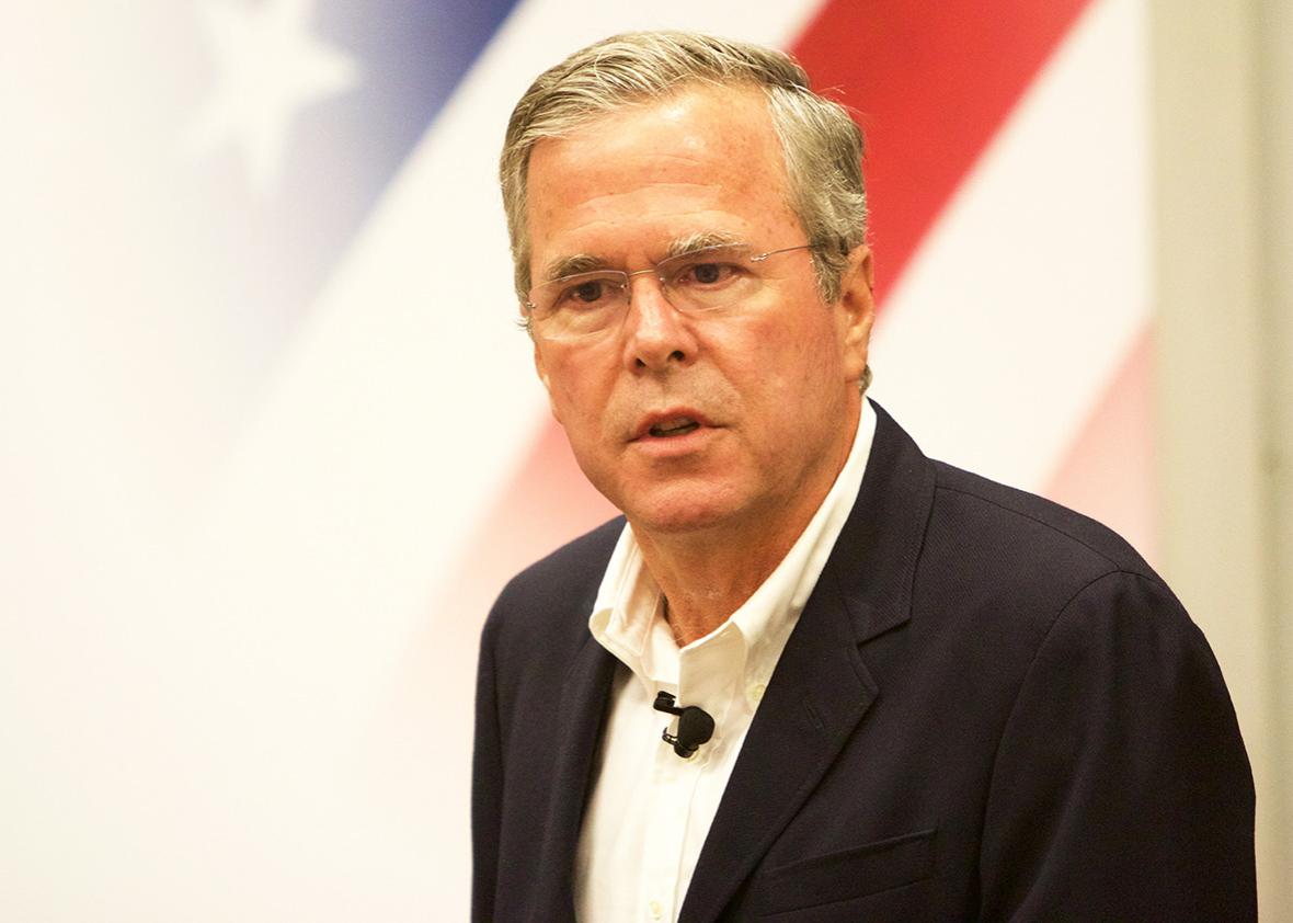 Jeb Bush speaks at a public gathering on July 13, 2015, in Sioux City, Iowa.