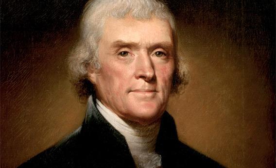 Portrait of Thomas Jefferson by Rembrandt Peale in 1800.