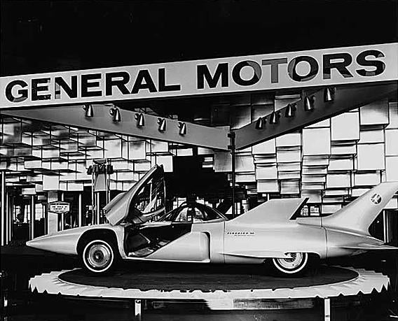 Firebird III on display in General Motors exhibit, Seattle World's Fair, 1962 