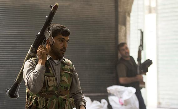 Syrian rebel fighters in Aleppo.