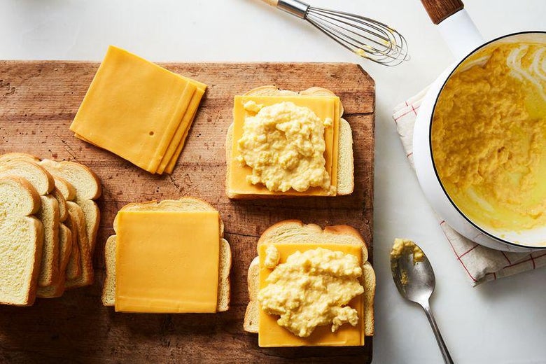 Egg and cheese sandwiches ready to be served.
