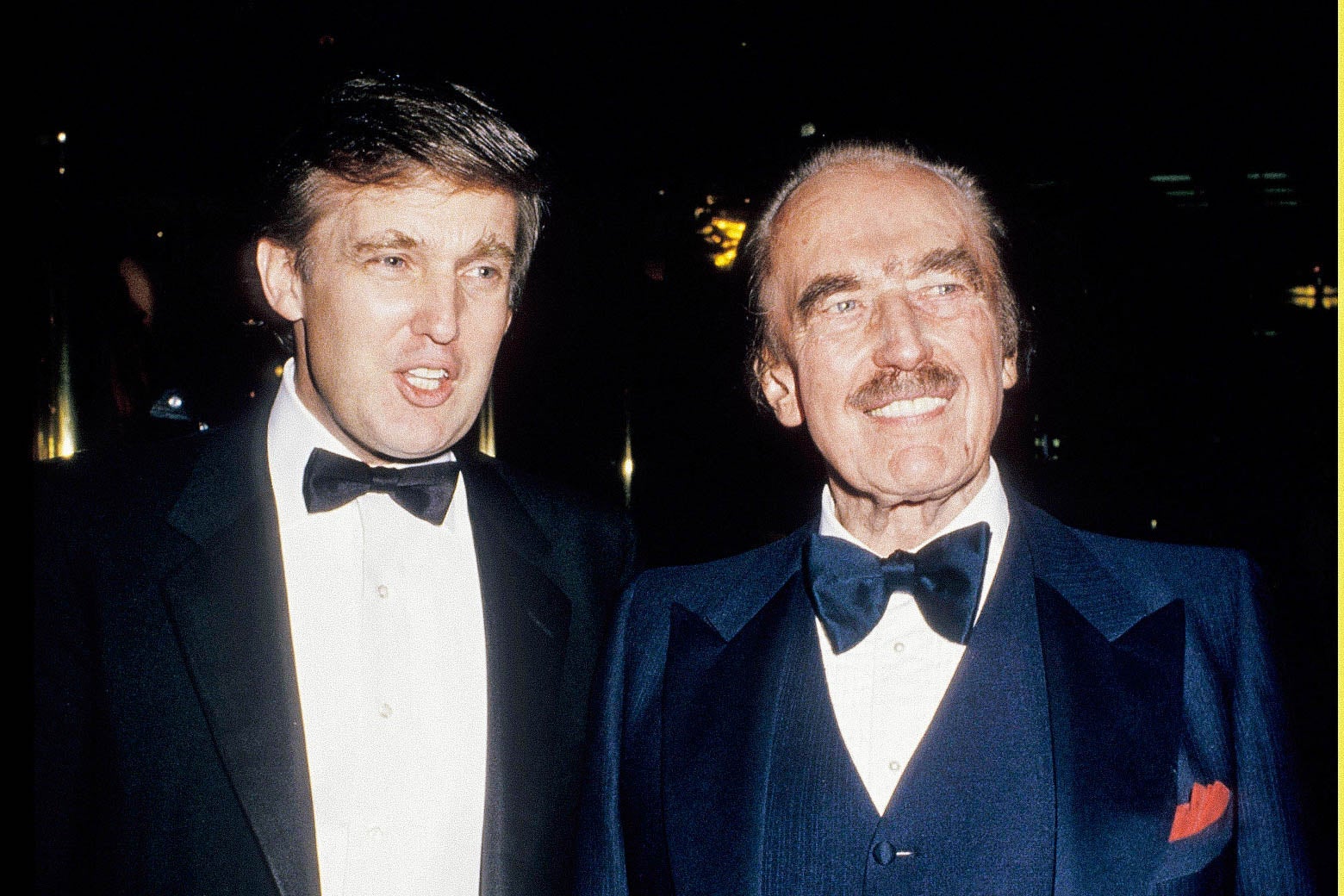 Donald Trump and Fred Trump during an undated celebration for The Art of The Deal.