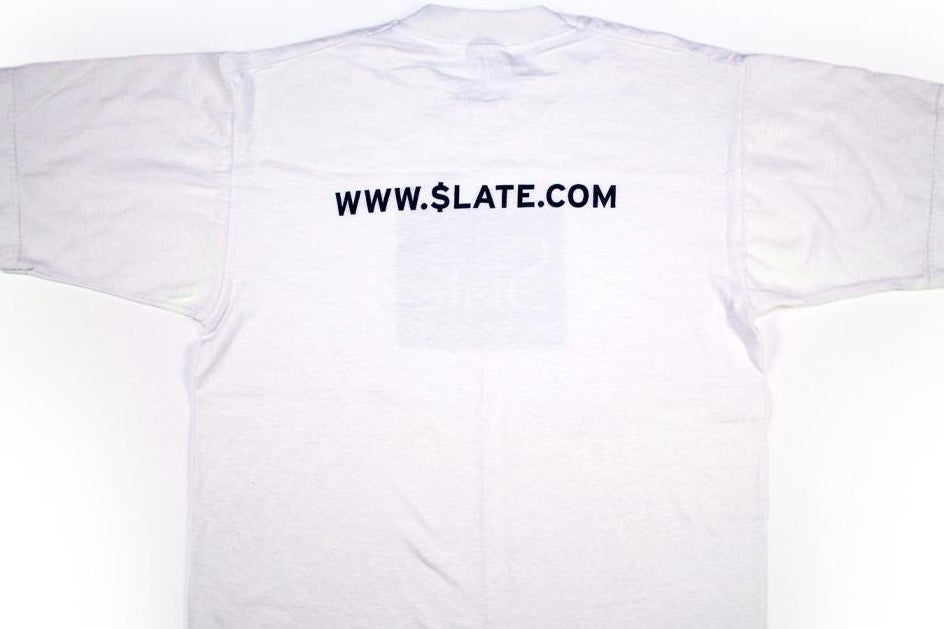 T-shirt with text reading "www.$late.com"