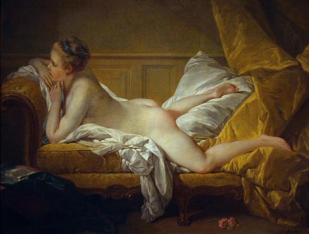 Resting Girl, probably a portrait of Marie-Louise O'Murphy, mistress to Louis XV of France.