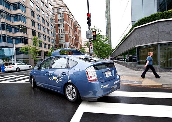 The Google self-driving car maneuvers through the streets of Washington, DC May 14, 2012. 
