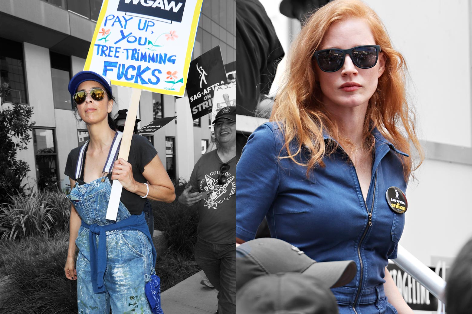 Collage: Sarah Silverman and Jessica Chastain.