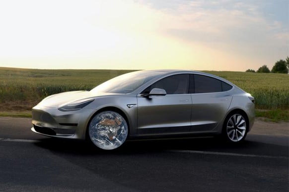 A Tesla EV