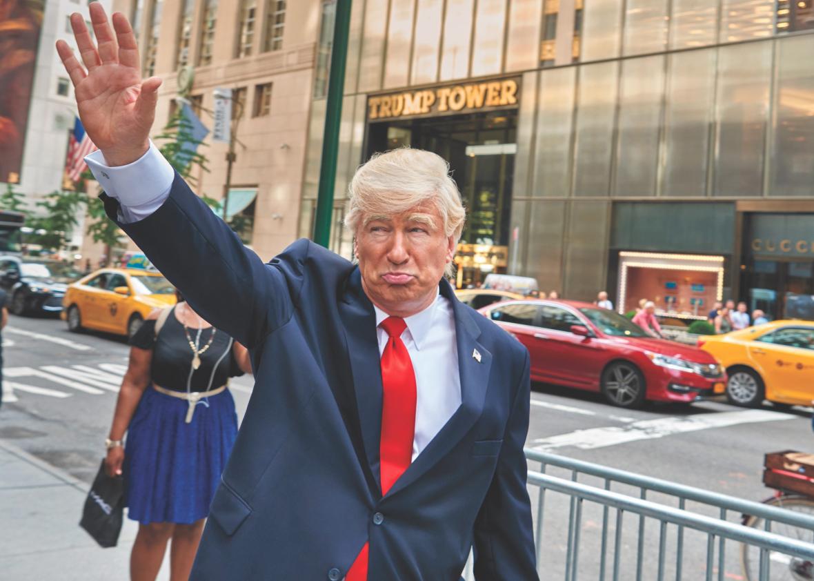 Alec Baldwin as President Donald Trump in front of Trump Tower in Manhattan. 