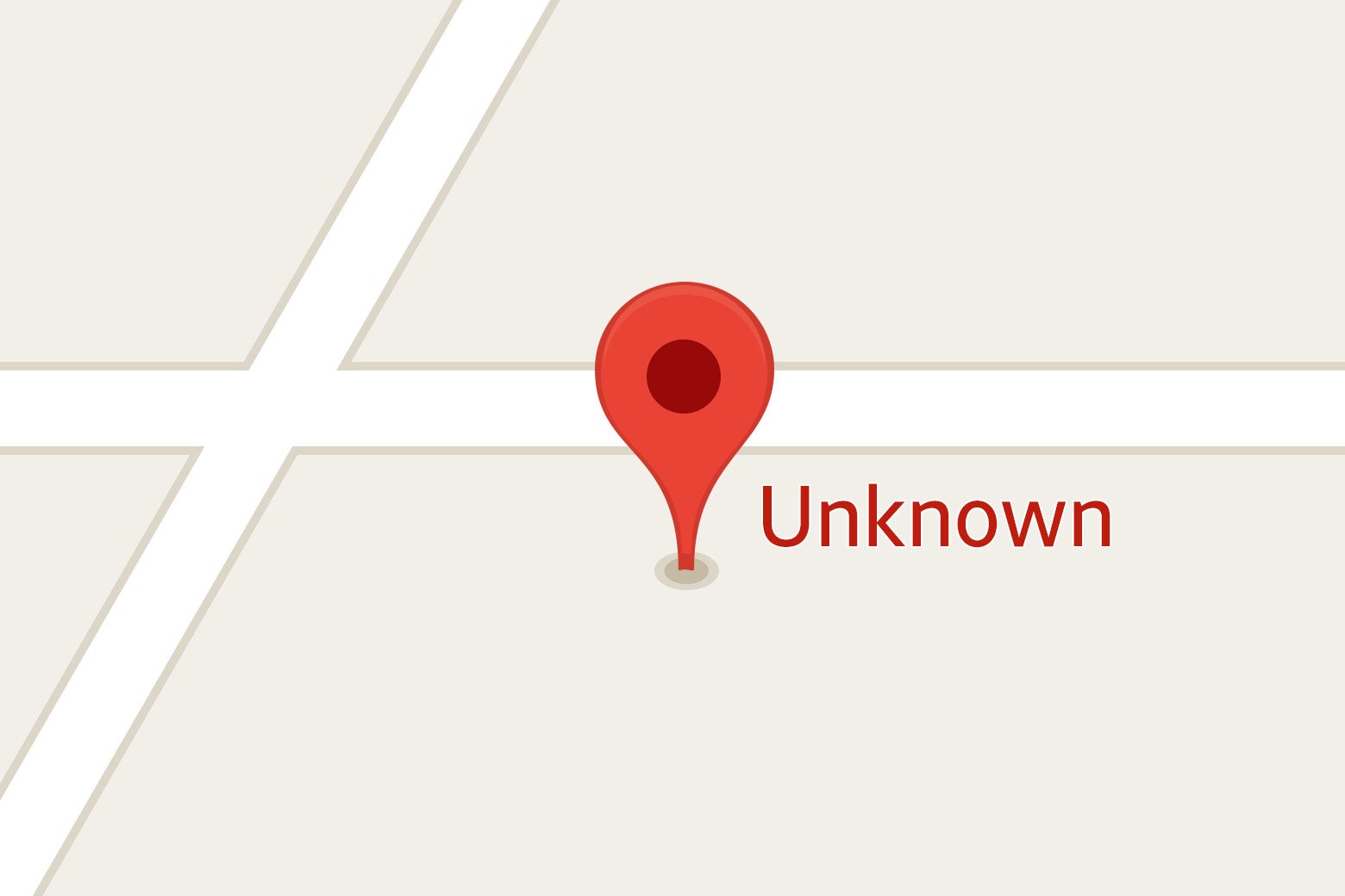 A Google Map's pin on an address labeled "Unknown."