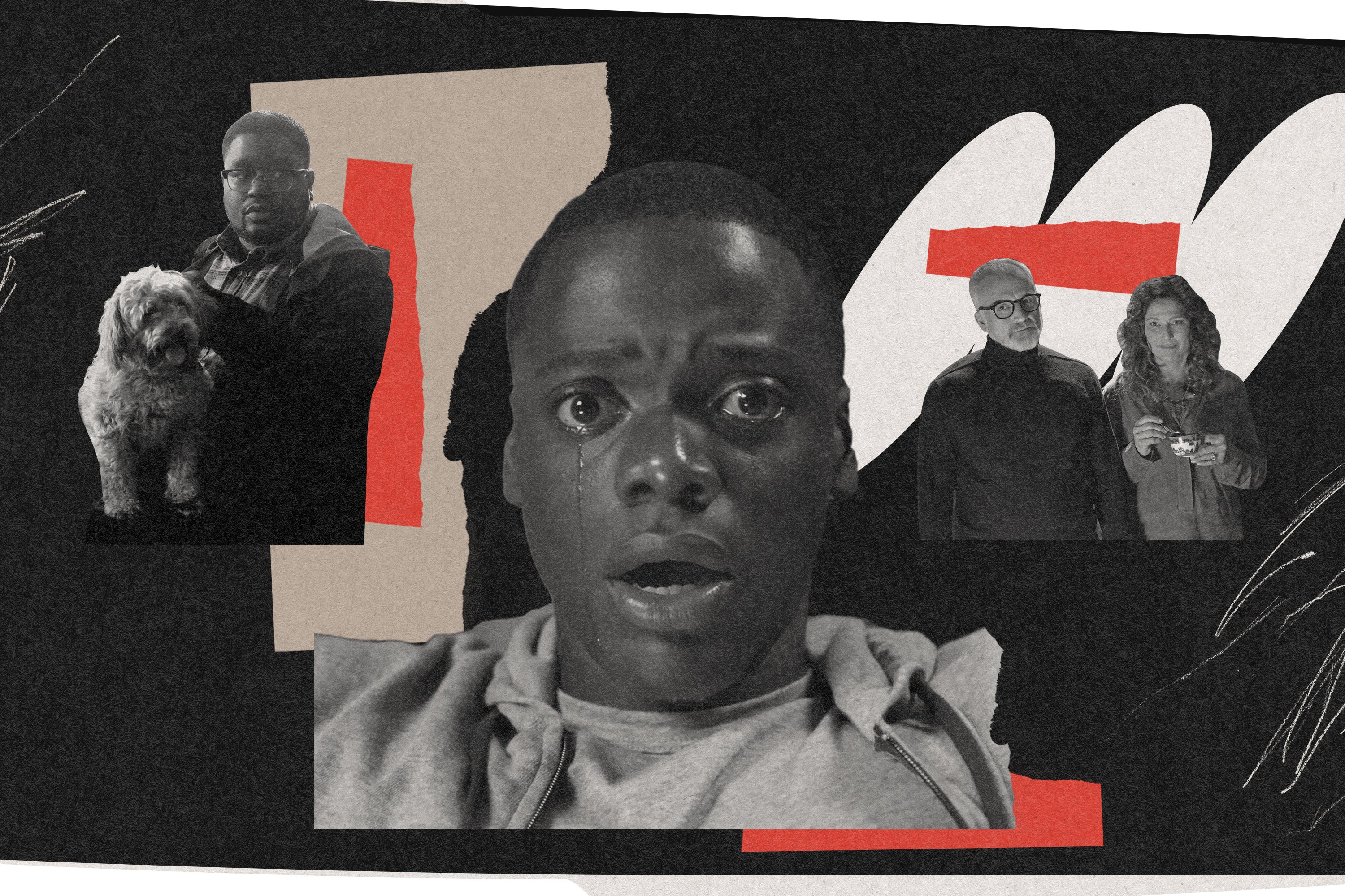 Collage of film stills from the movie Get Out. 
