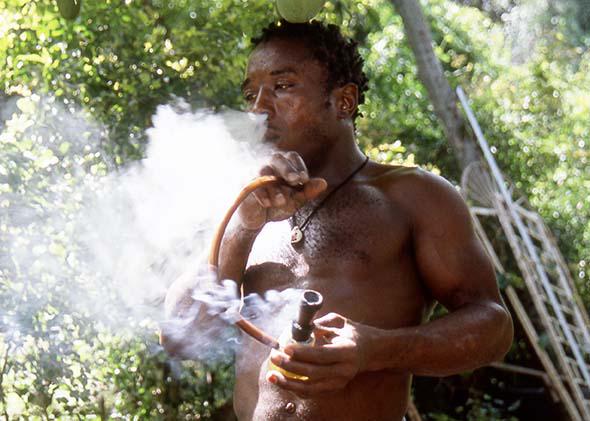 A man smoking marijuana in Kingston, Jamaica, June 2005.