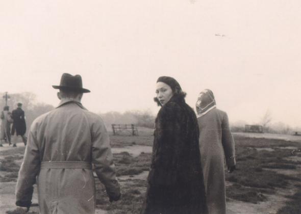 Clarice Lispector, walking up Vesuvius in Italy with her husband, circa 1945.