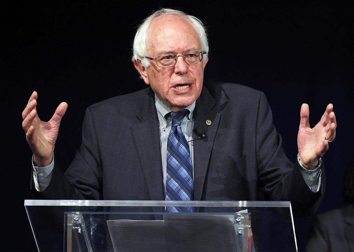 Democratic presidential candidate Sen. Bernie Sanders (I-VT) speaks at a forum organized by the Fair Immigration Reform Movement .