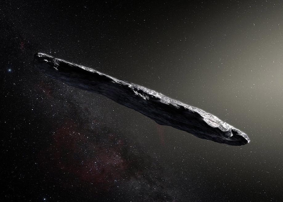 Artist’s impression of the interstellar asteroid `Oumuamua.