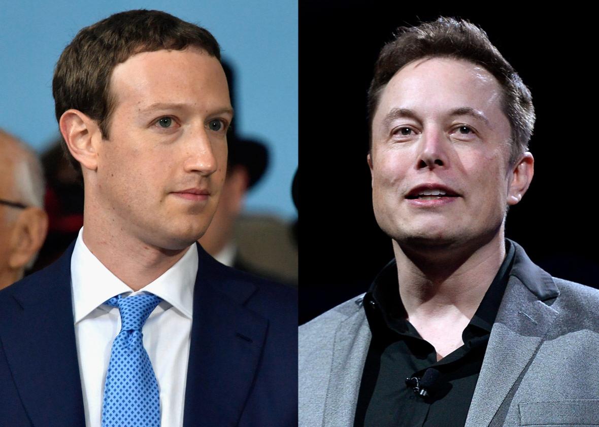 Facebook Founder and CEO Mark Zuckerberg and Elon Musk, CEO of Tesla
