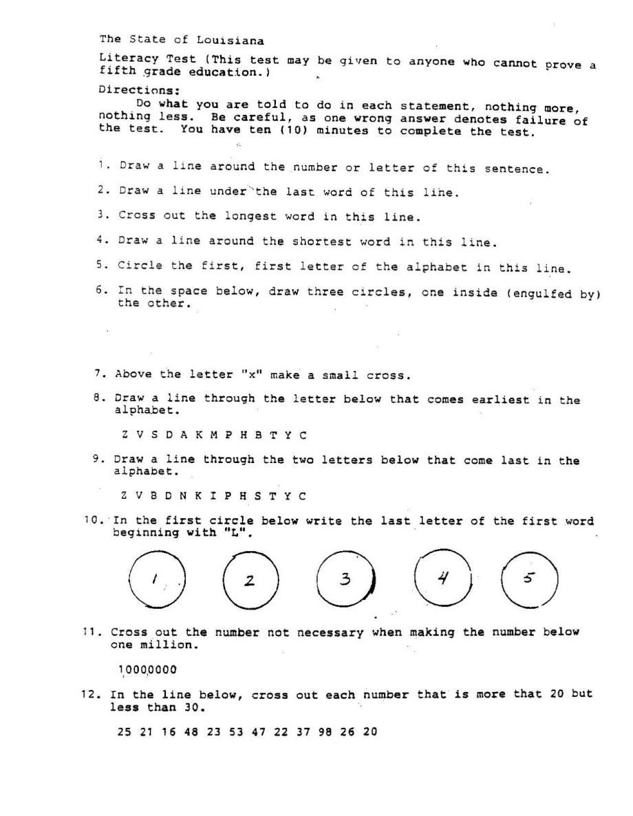 Louisiana Literacy Test Answers Key Semanario Worksheet For Student