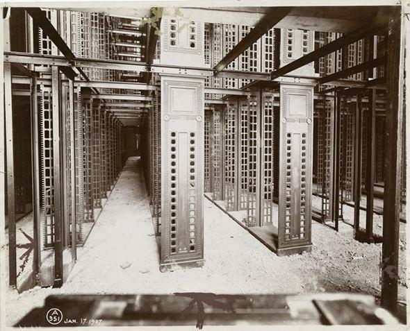New York Public Library stacks under construction in 1907.