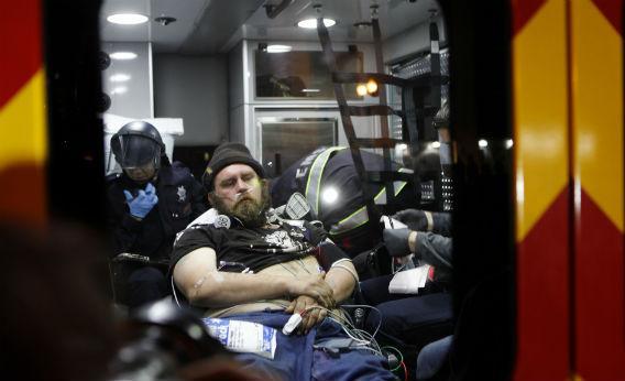 A patient in an ambulance