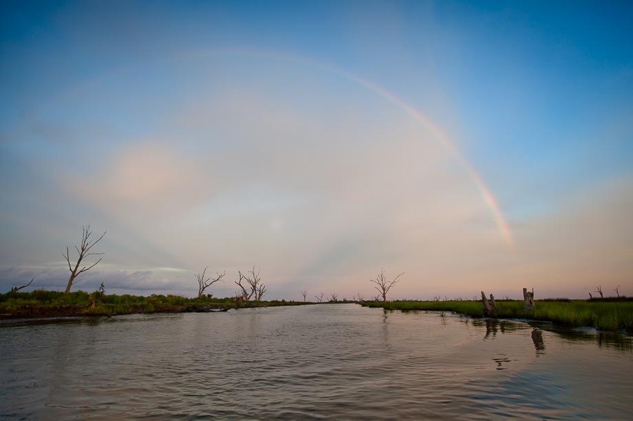 Rainbow in the marsh at Bayou Point-aux-Chien.