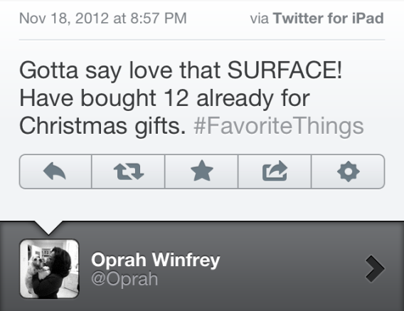 Oprah Surface tweet