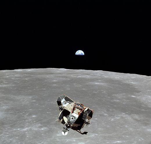 Apollo 11 lunar module on approach