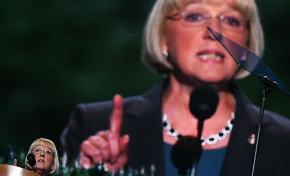 CHARLOTTE, N.C.—Chair of the Democratic Senatorial Campaign Committee, U.S. Sen. Patty Murray, D-Wash., speaks during Day 2 of the Democratic National Convention at Time Warner Cable Arena on Sept. 5, 2012