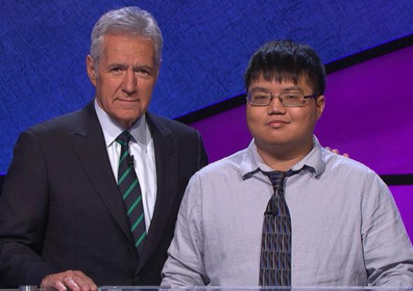 Jeopardy! host Alex Trebek and Arthur Chu