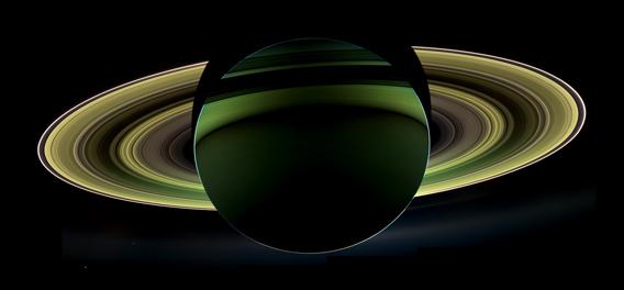 Saturn, backlit