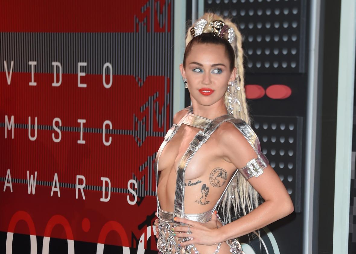 Miley Cyrus Black See-Through Dress at MTV VMAs 2020