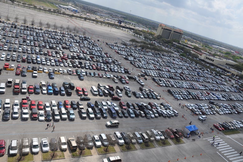 Parking lot outside the Houston Rodeo, March 2011. 