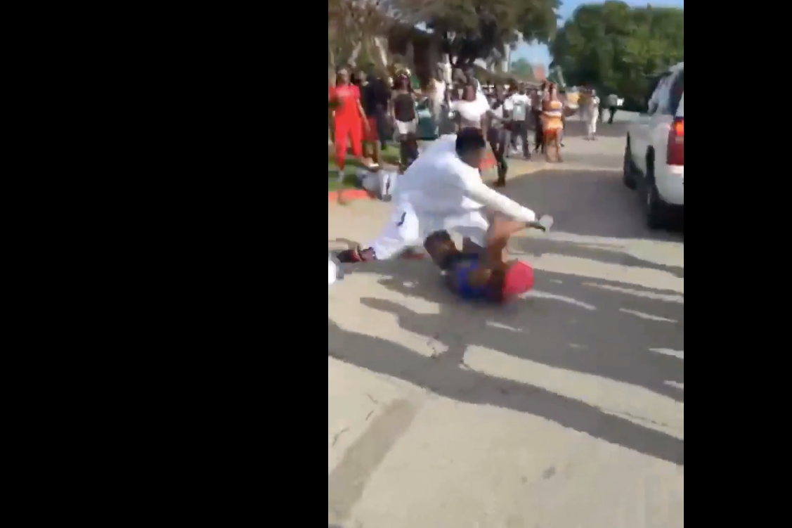 A screenshot from the video of the assault.