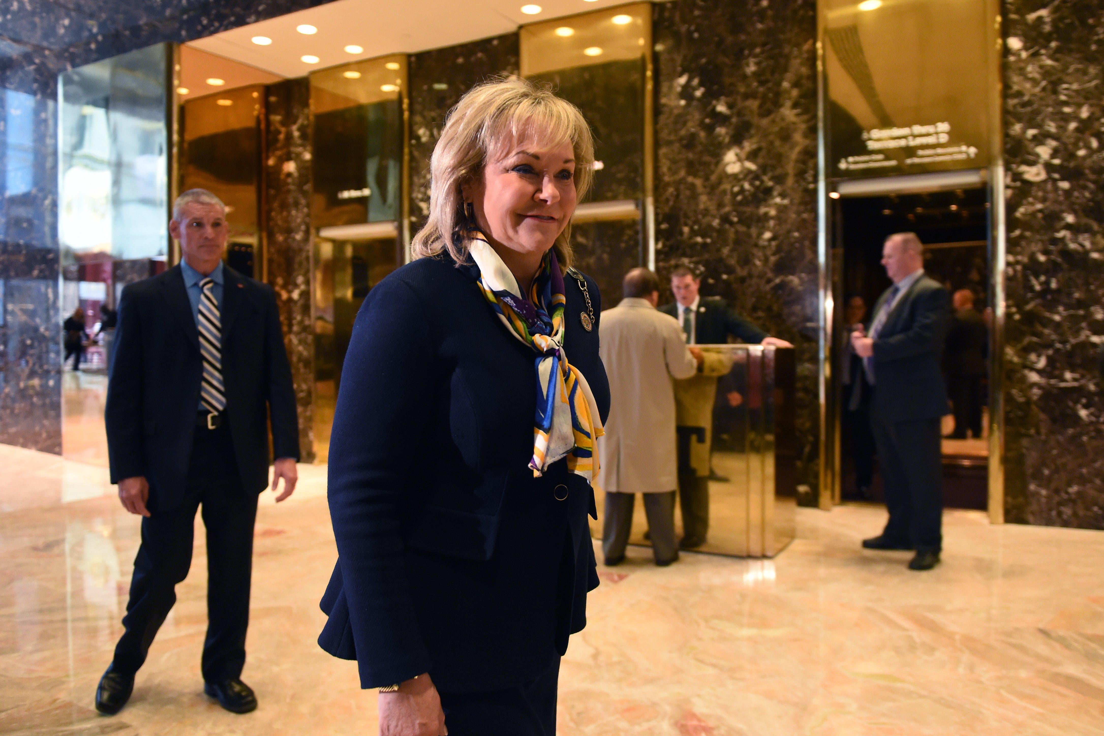 Oklahoma Governor Mary Fallin arrives at Trump Tower on November 21, 2016 in New York. 