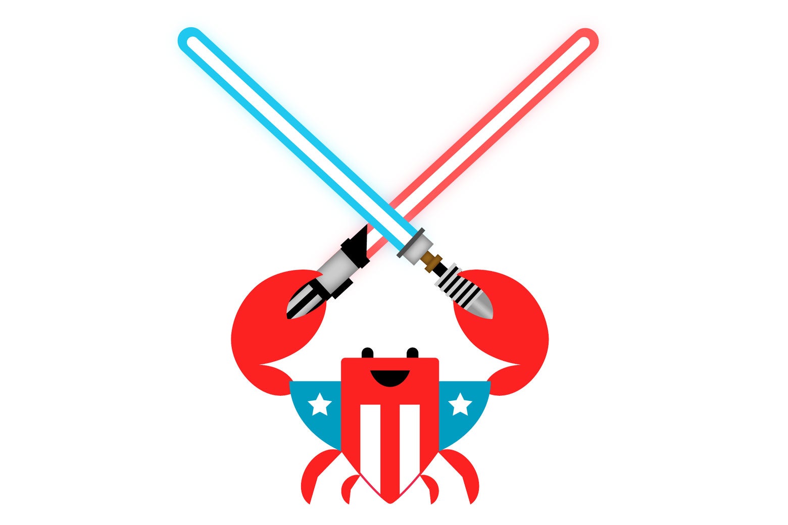 U.S. Digital Service A red, white, and blue crab bearing two crossing lightsabers