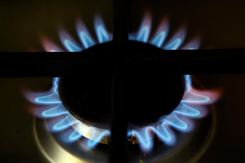 Flames from a gas stove