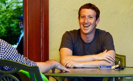 Facebook CEO Mark Zuckerberg speaks with Washington Post Chairman and CEO Donald Graham on July 12, 2012 in Sun Valley, Idaho. 