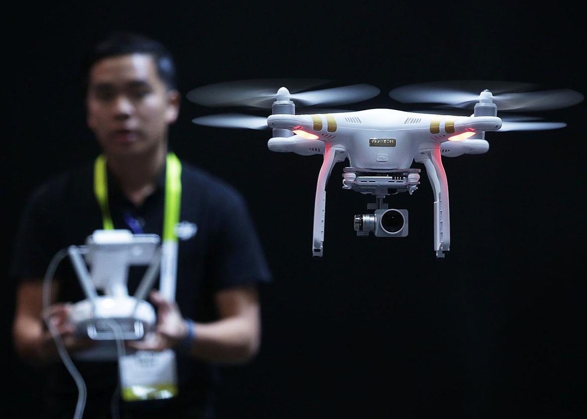 A DJI employee demonstrates flying a drone at the 2016 Consumer Electronics Show in Las Vegas on Jan. 7.