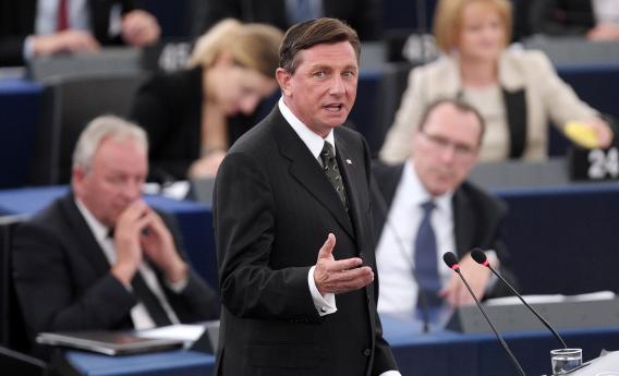 Slovenian President Borut Pahor delivers a speech on June 11, 2013, at the European Parliament in Strasbourg, eastern France.