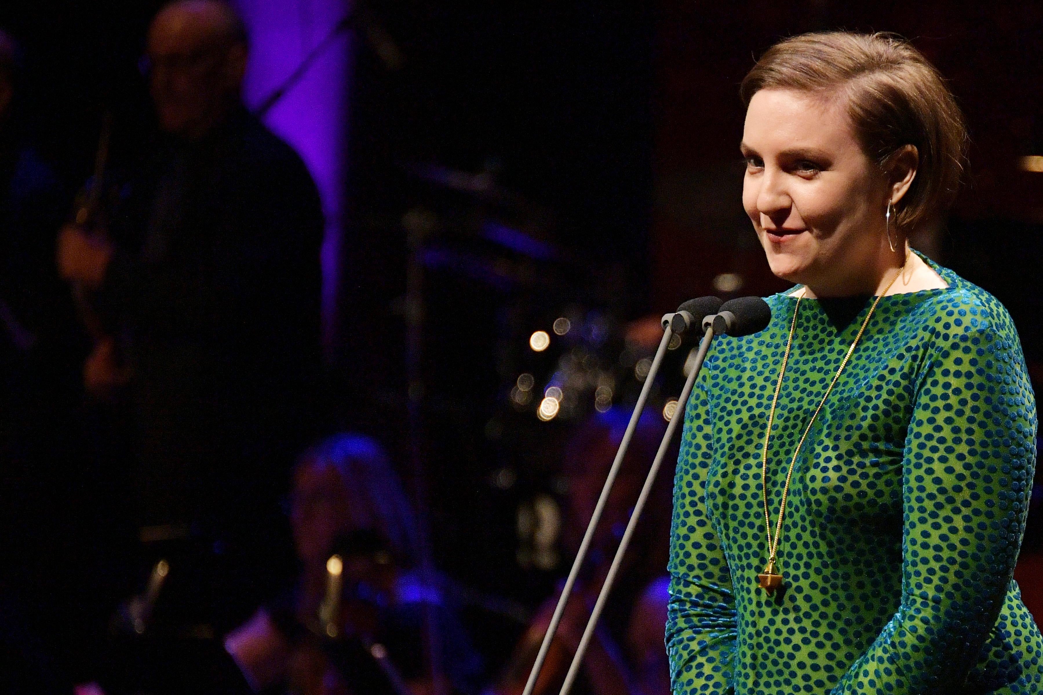NEW YORK, NY - MAY 29:  Actress Lena Dunham speaks onstage during Lincoln Center's American Songbook Gala at Alice Tully Hall on May 29, 2018 in New York City.  (Photo by Dia Dipasupil/Getty Images for Lincoln Center)