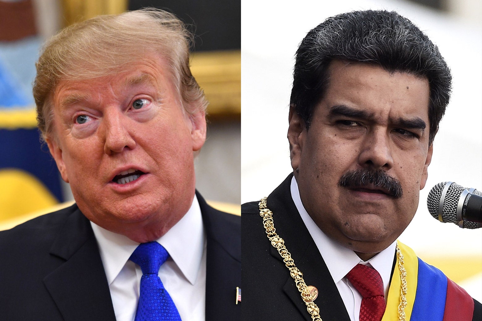 Donald Trump, left, and Nicolas Maduro