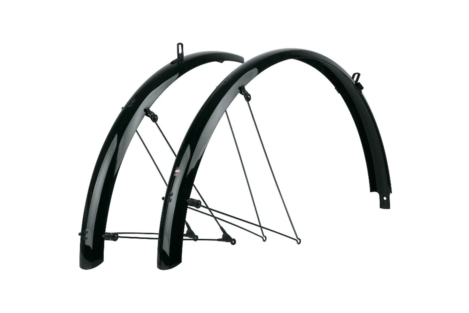 Black fenders that are half-circles to go over your bike tires.