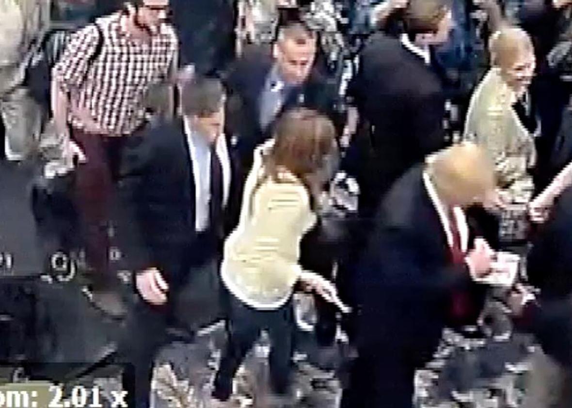 Corey Lewandowski shoving Michelle Fields.