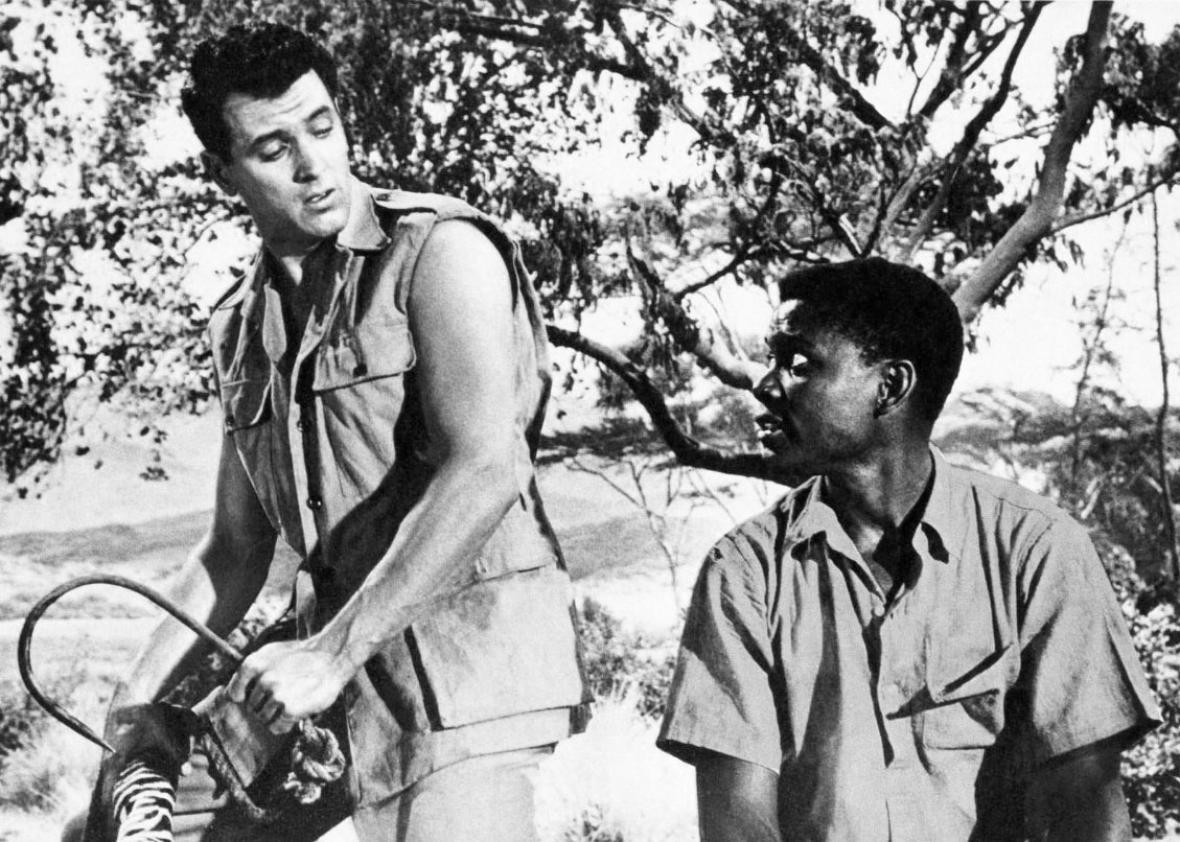 Rock Hudson and Sidney Poitier in Something of Value.