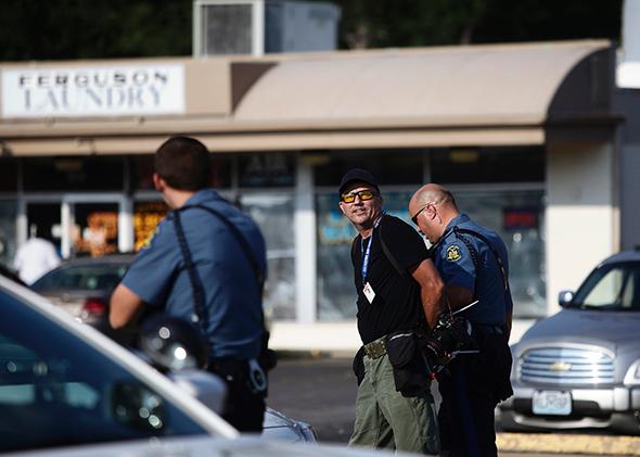 Scott Olson arrested in Ferguson, Missouri.