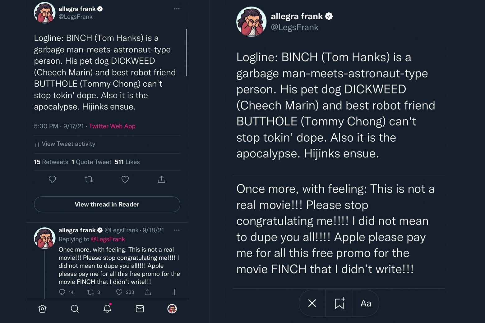 regular twitter on the left, twitter's regular view on the right