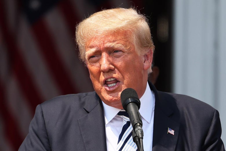 Former President Donald Trump speaks during a news conference at the Trump National Golf Club Bedminster on July 7, 2021 in Bedminster, New Jersey. 