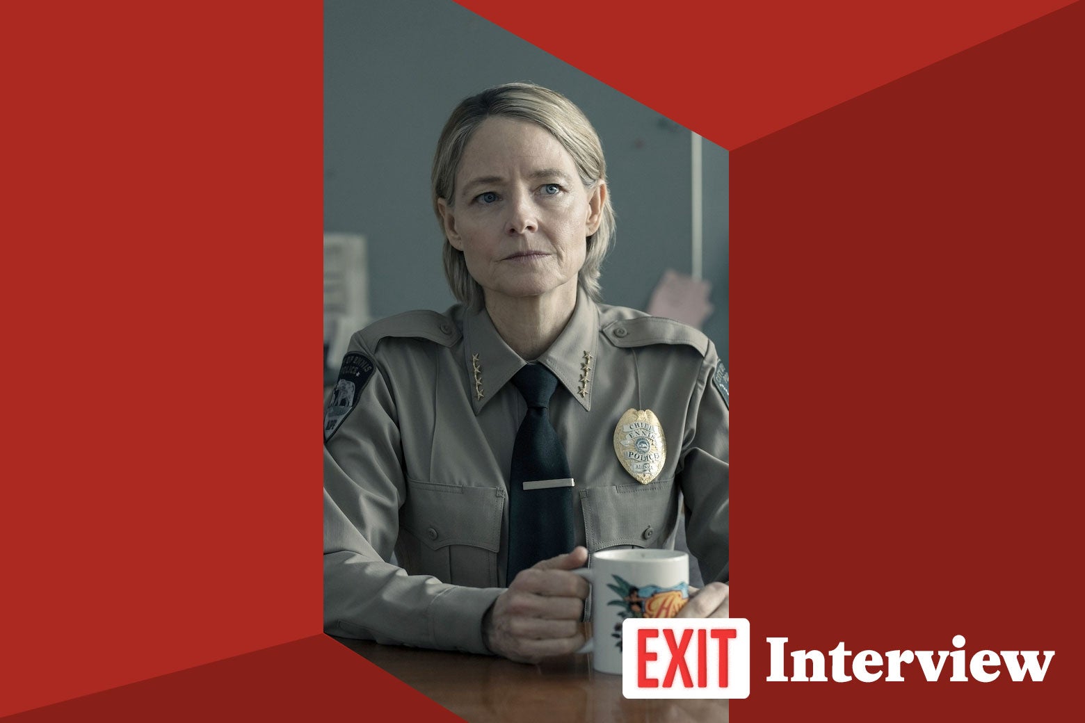 Jodie Foster in a police uniform and badge in a still shot from True Detective: Night Country.