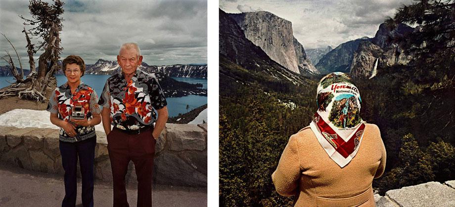 Couple with Matching Shirts, Crater Lake National Park, Ore. 1980 (l) Woman with Scarf at Inspiration Point, Yosemite National Park, Calif. 1980