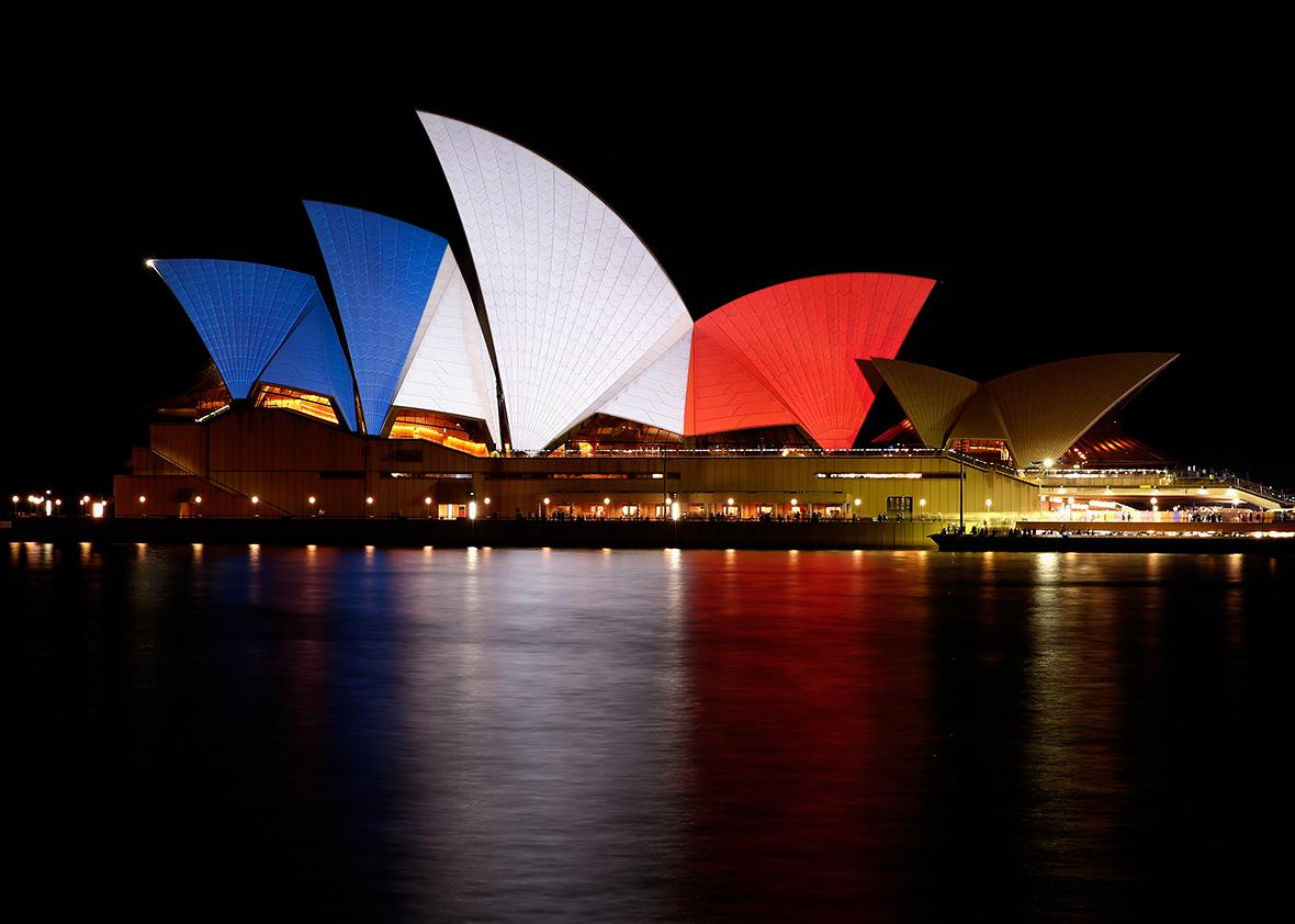 Sydney Opera House after the Paris attacks.