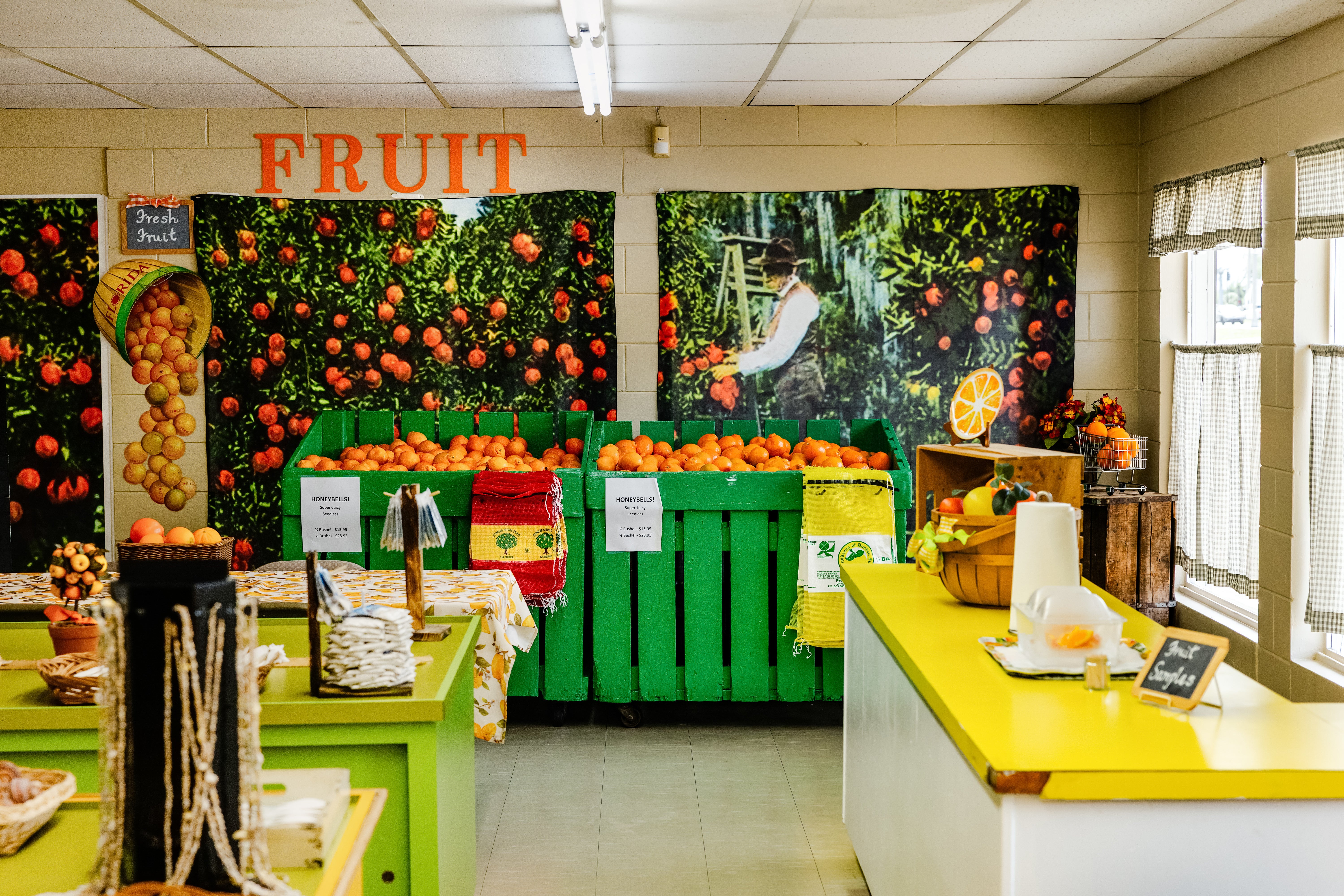 A kitschy roadside orange stand.