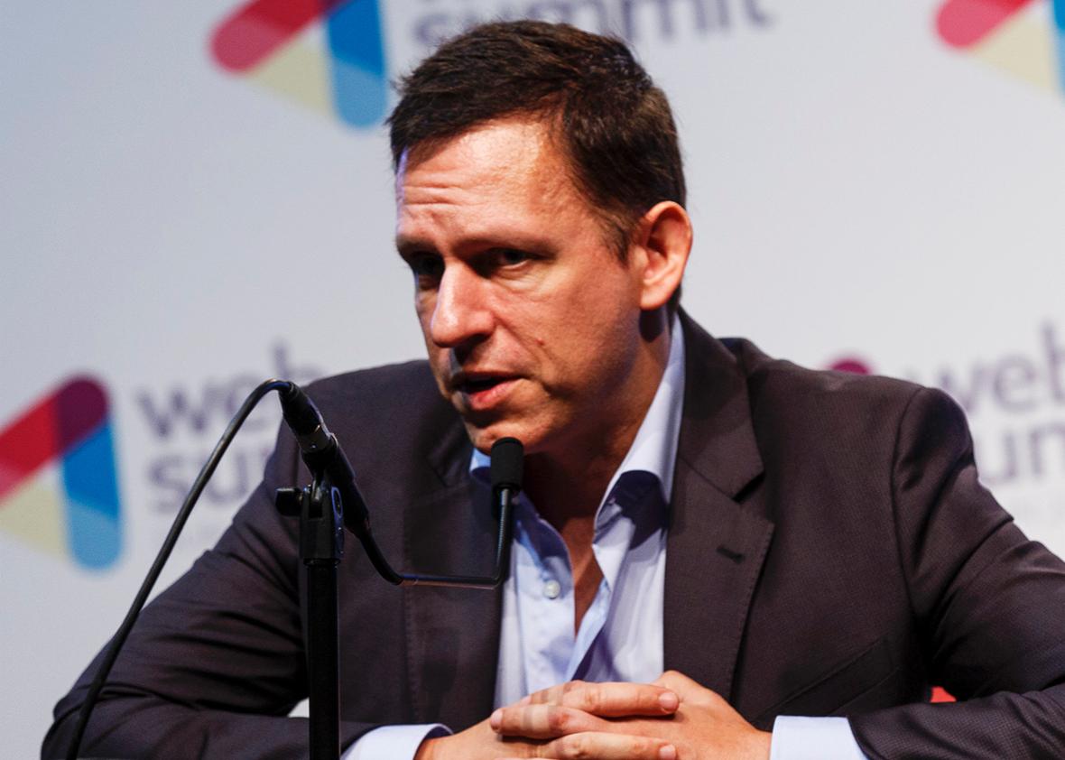 Peter Thiel, Co-Founder of PayPal attends a press conference at the 2014 Web Summit on November 6, 2014 in Dublin, Ireland. 